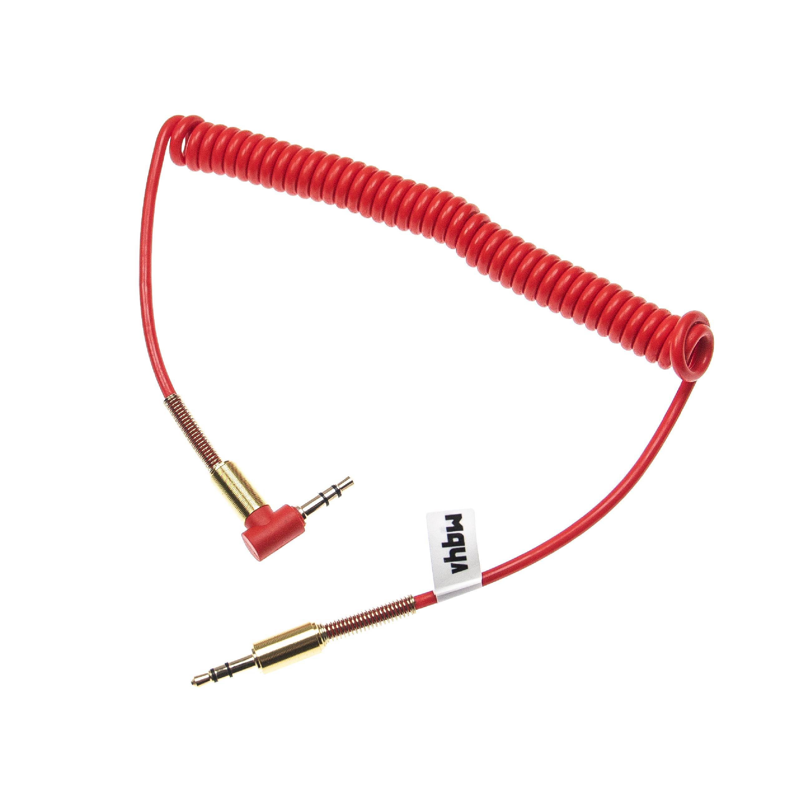 vhbw Stereo Audio Kabel Adapter kompatibel mit Sony MDR-10R, 1ADAC Kopfhörer - 3,5 mm auf 3,5 mm Klinkenstecker, Vergoldet, Gewinkelt Rot Gold