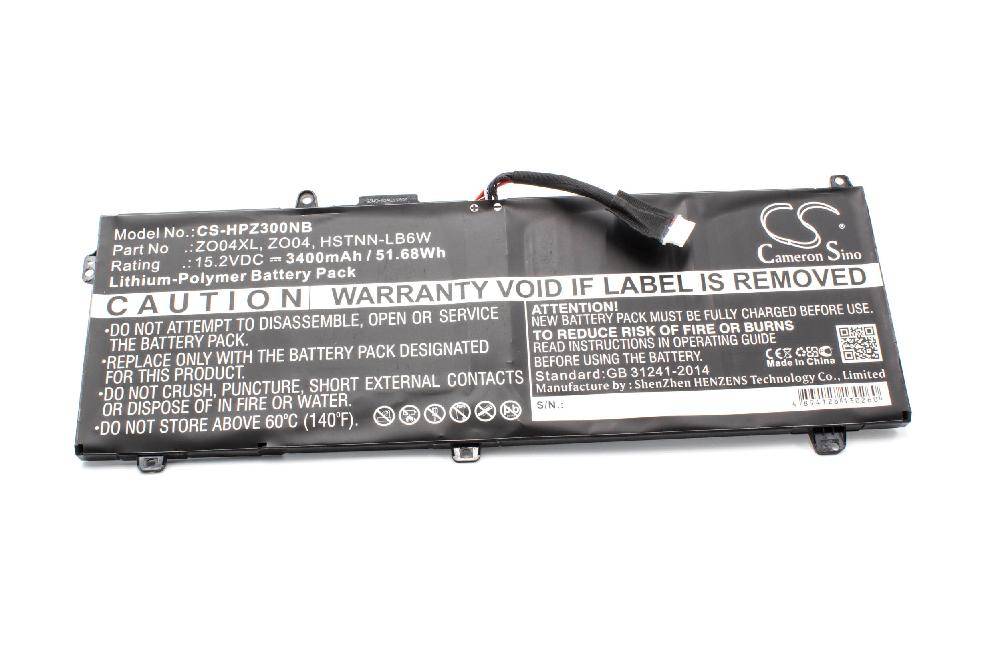 vhbw Akku kompatibel mit HP ZBook Studio G4-Y6K33EA Notebook (3400 mAh, 15,2 V, Li-Polymer)