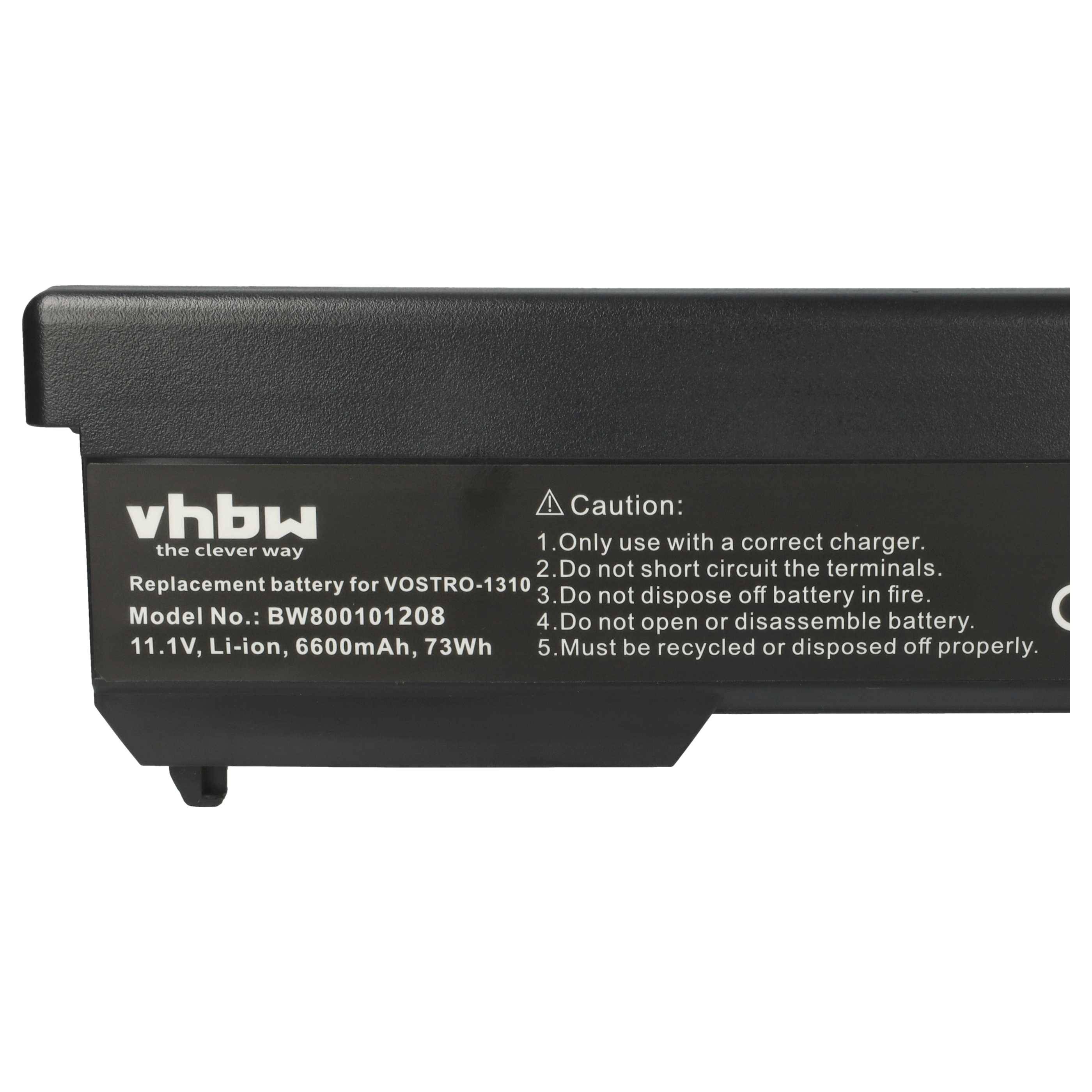 vhbw Akku Ersatz für Dell 0K738H, 0N950C, 0N956C, 0N958C, 312-0724, 312-0725 für Notebook (6600mAh, 11,1V, Li-Ion)