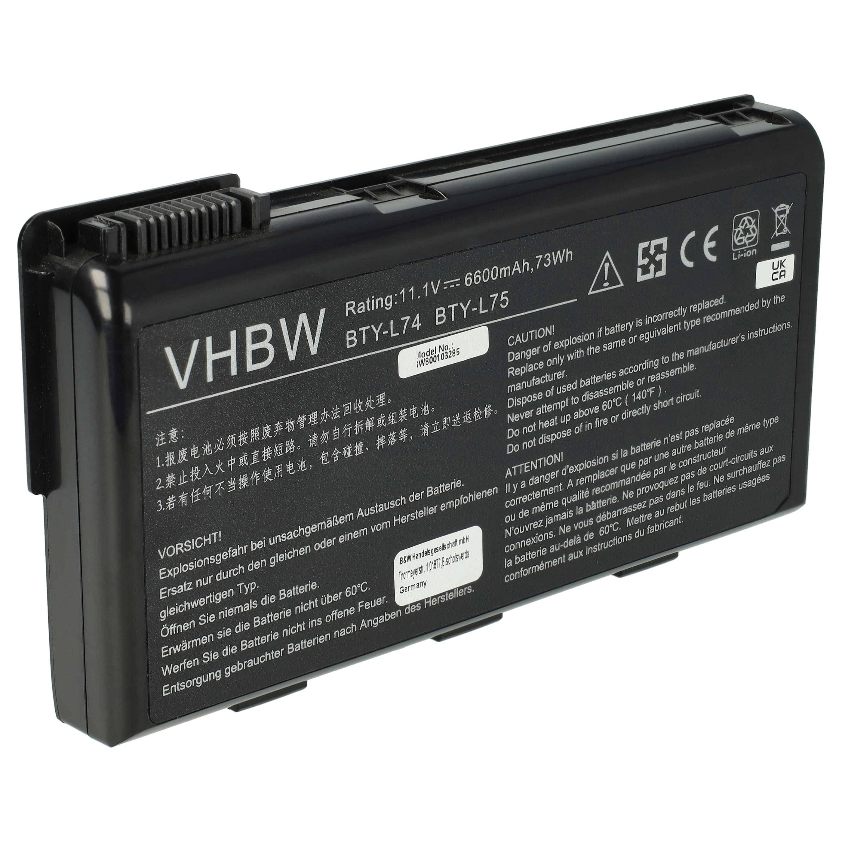vhbw Akku kompatibel mit MSI CX623-02, CX623-018XBL, CX623-017XHU, CX623-019XEU, CX623-019X Notebook (6600 mAh, 11,1 V, Li-Ion)