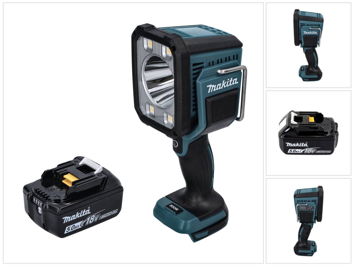 Makita DML 812 T1 Akku LED Handstrahler Taschen Lampe 18 V 1250 lm + 1x Akku 5,0 Ah - ohne Ladegerät