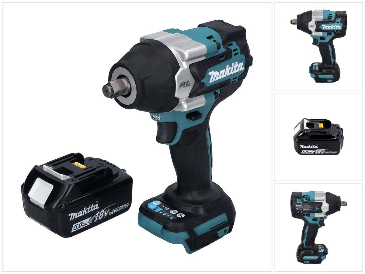 Makita DTW 700 T1 Akku Schlagschrauber 18 V 700 Nm 1/2" XPT Brushless + 1x Akku 5,0 Ah - ohne Ladegerät