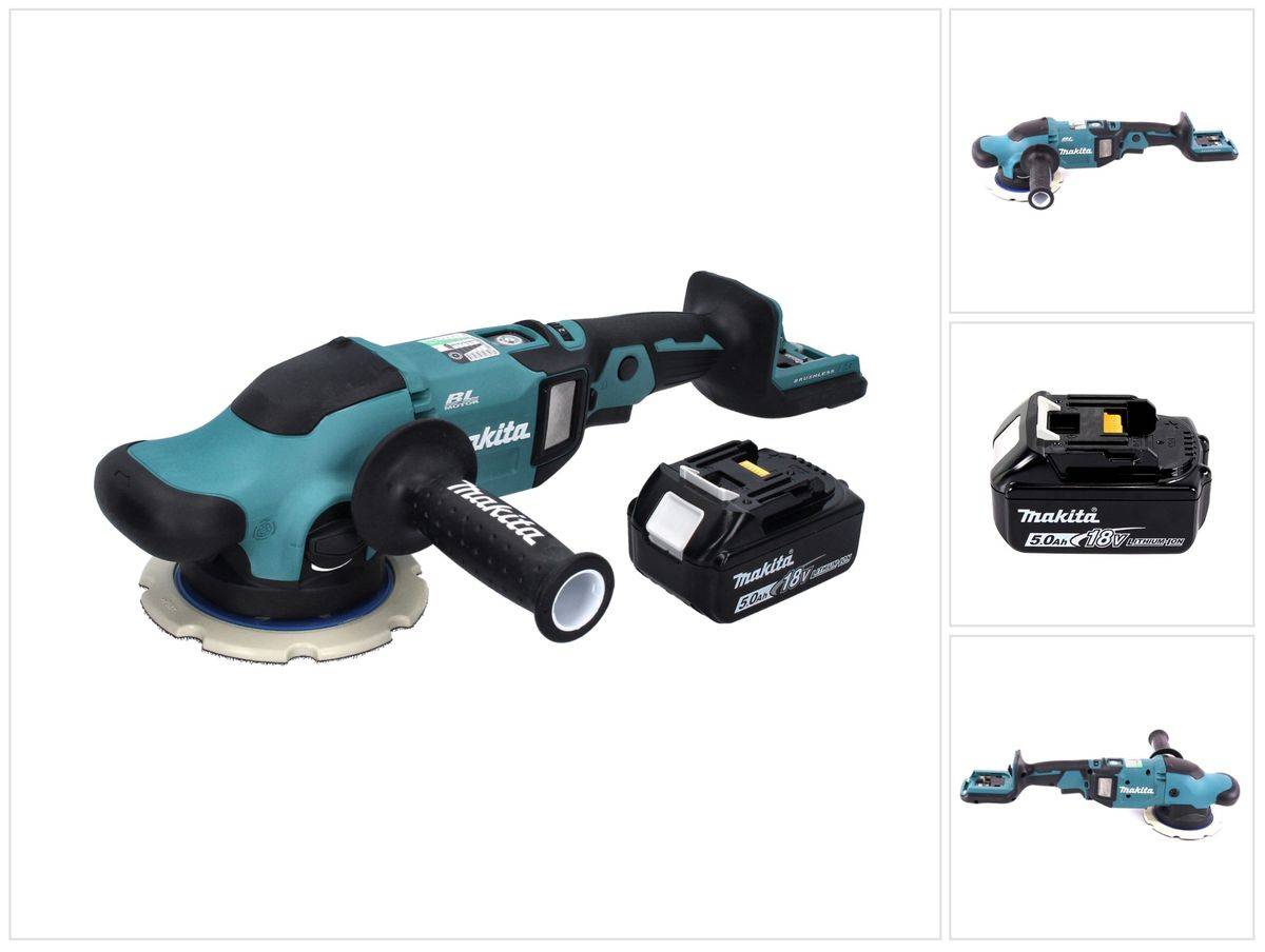 Makita DPO 600 T1 Akku Exzenterpolierer 18 V 150 mm XPT Brushless + 1x Akku 5,0 Ah - ohne Ladegerät
