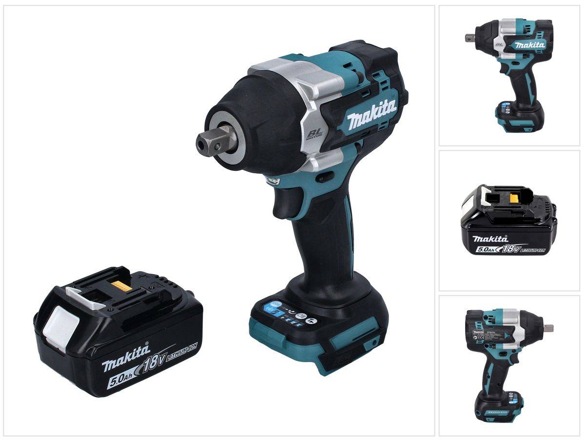 Makita DTW 701 T1 Akku Schlagschrauber 18 V 700 Nm 1/2" XPT Brushless + 1x Akku 5,0 Ah - ohne Ladegerät