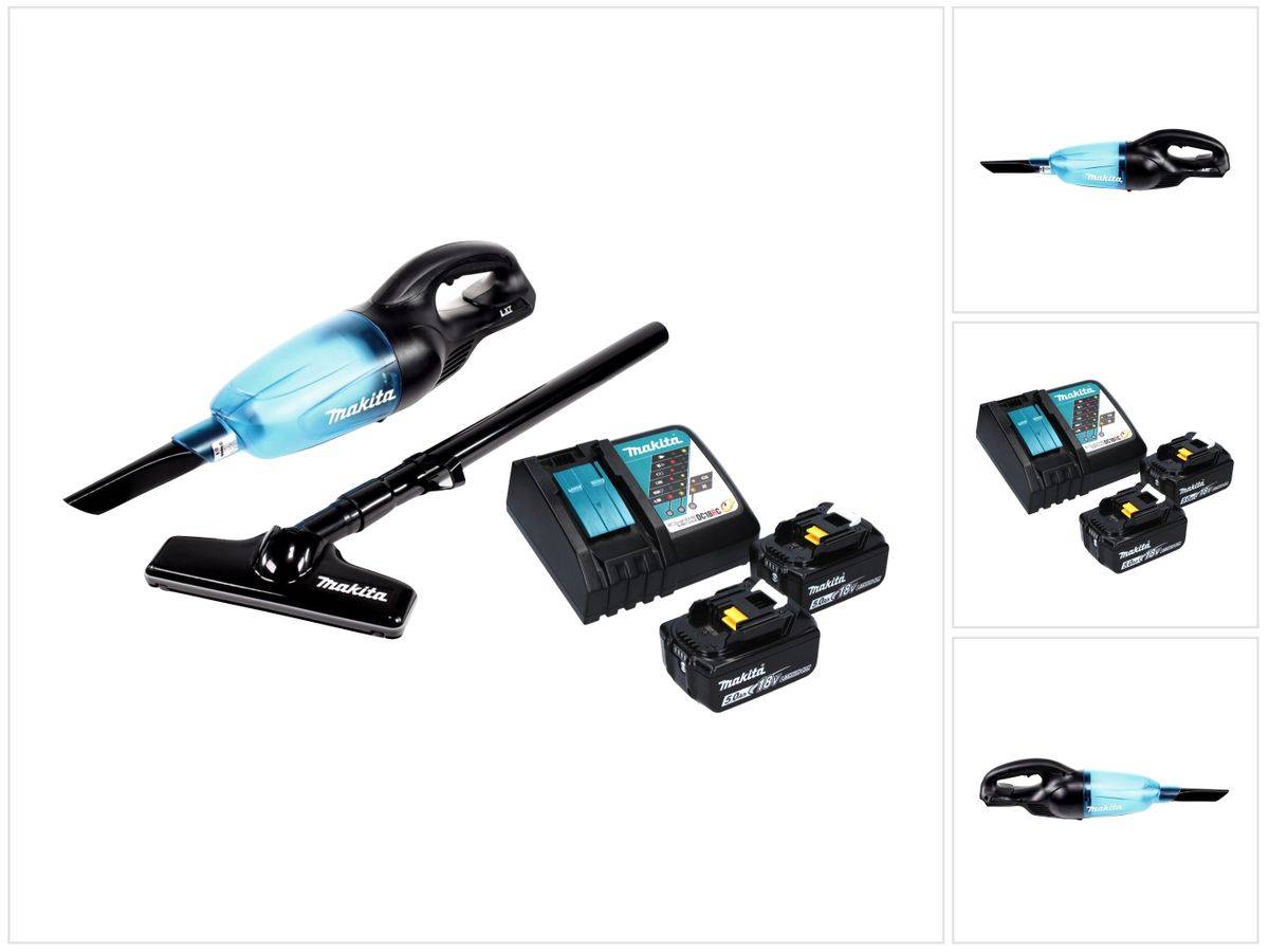 Makita DCL 180 RT B Akku Staubsauger 18 V Schwarz + 2x Akku 5,0 Ah + Ladegerät