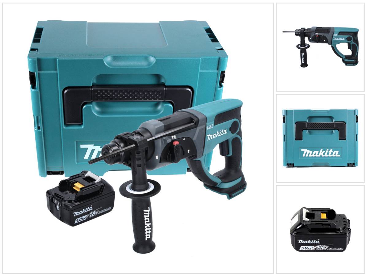 Makita DHR 202 T1J Akku Kombihammer 18 V 2,0 J SDS Plus + 1x Akku 5,0 Ah + Makpac - ohne Ladegerät