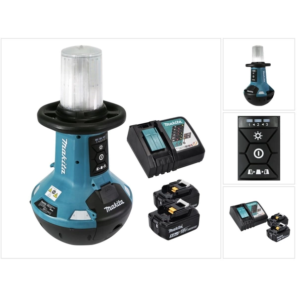 Makita DML 810 RT Akku LED Flächenlicht 18 / 36 V ( 2 x 18 V ) 5500 lm IP54 + 2x Akku 5,0 Ah + Ladegerät Makita DML 810 RT Akku LED Flächenlicht 18 / 36 V ( 2 x 18 V ) 5500 lm IP54 + 2x Akku 5,0 Ah + Ladegerät