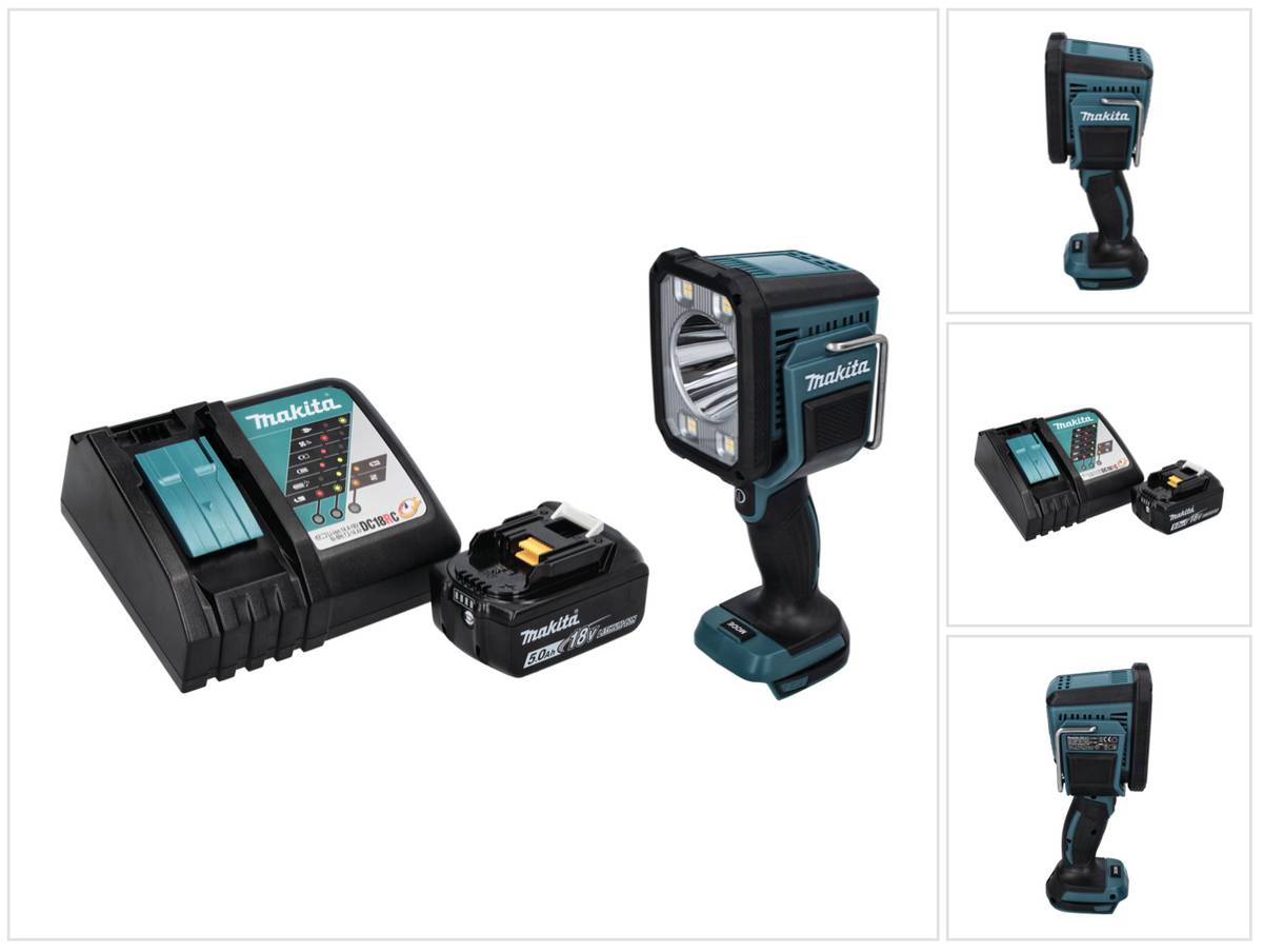 Makita DML 812 RT1 Akku LED Handstrahler Taschen Lampe 18 V 1250 lm + 1x Akku 5,0 Ah + Ladegerät