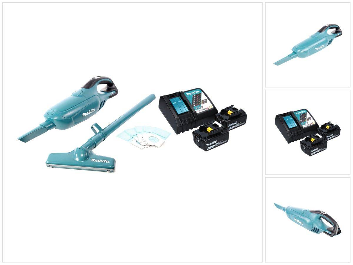 Makita DCL 182 RG Akku Staubsauger 18 V + 2x Akku 6,0 Ah + Ladegerät