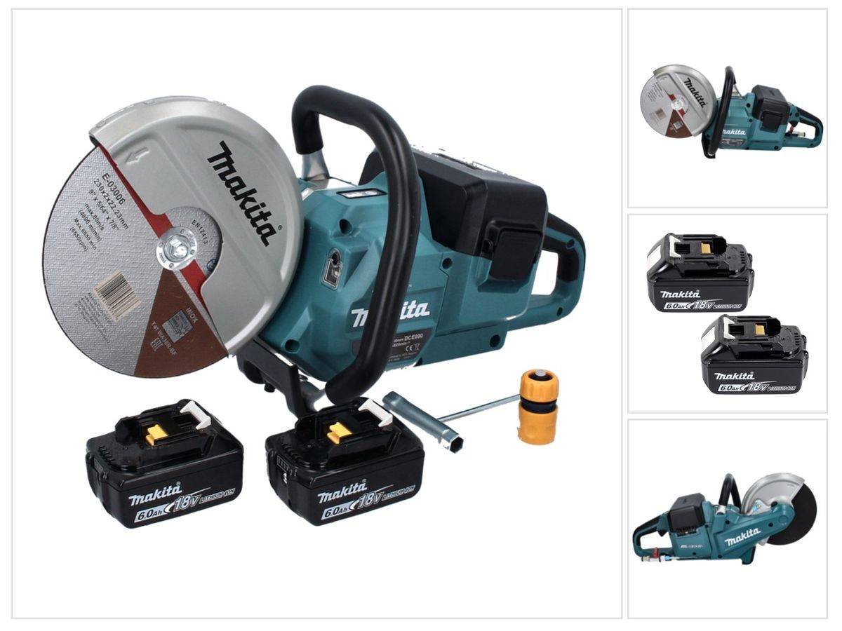 Makita DCE 090 G2X1 Akku Trennschleifer 36 V ( 2x 18 V ) 230 mm Brushless + 2x Akku 6,0 Ah - ohne Ladegerät