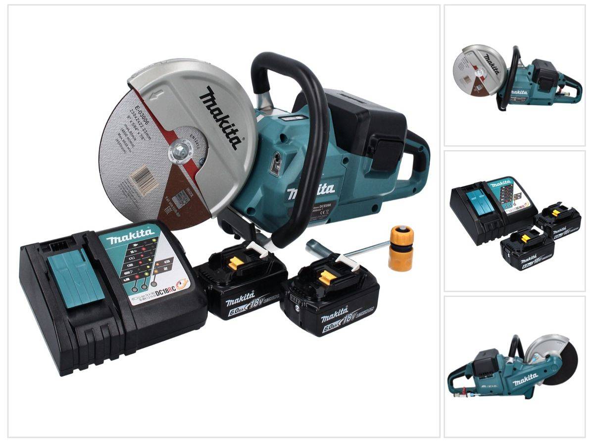 Makita DCE 090 RG2X1 Akku Trennschleifer 36 V ( 2x 18 V ) 230 mm Brushless + 2x Akku 6,0 Ah + Ladegerät