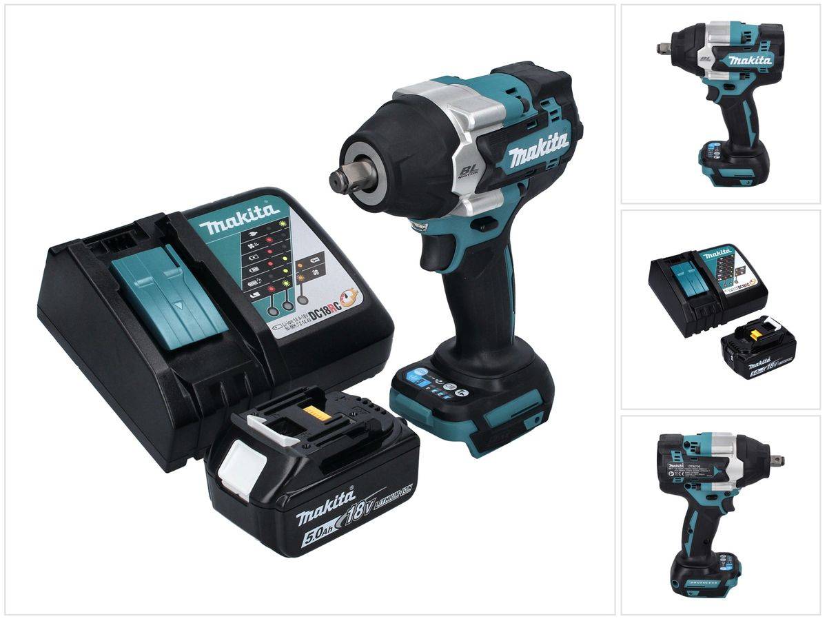 Makita DTW 700 RT1 Akku Schlagschrauber 18 V 700 Nm 1/2" XPT Brushless + 1x Akku 5,0 Ah + Ladegerät
