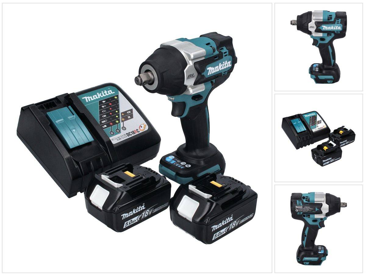 Makita DTW 700 RT Akku Schlagschrauber 18 V 700 Nm 1/2" XPT Brushless + 2x Akku 5,0 Ah + Ladegerät