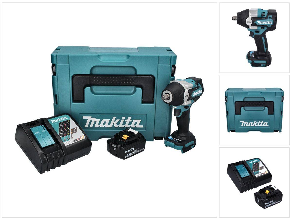 Makita DTW 700 RT1J Akku Schlagschrauber 18 V 700 Nm 1/2" XPT Brushless + 1x Akku 5,0 Ah + Ladegerät + Makpac