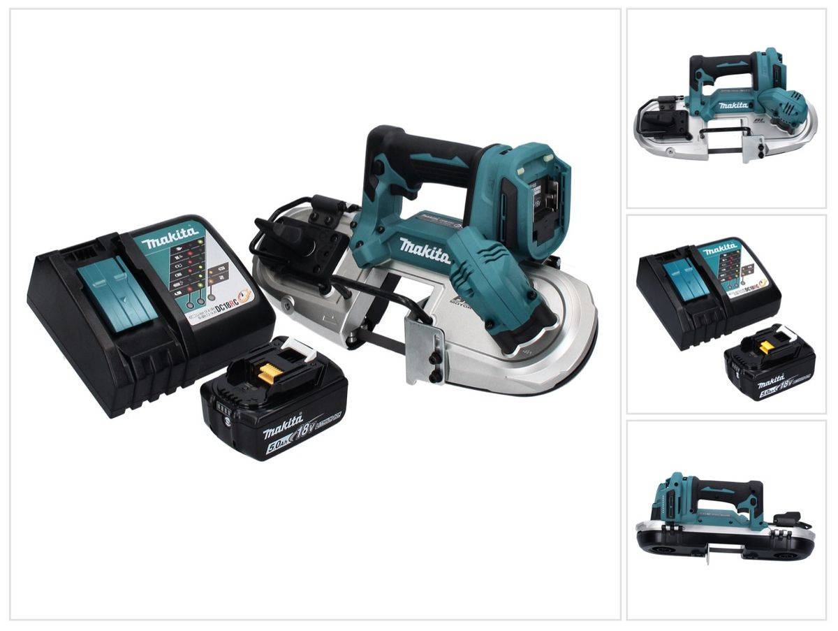 Makita DPB 183 RT1 Akku Bandsäge 18 V 66 mm Brushless + 1x Akku 5,0 Ah + Ladegerät