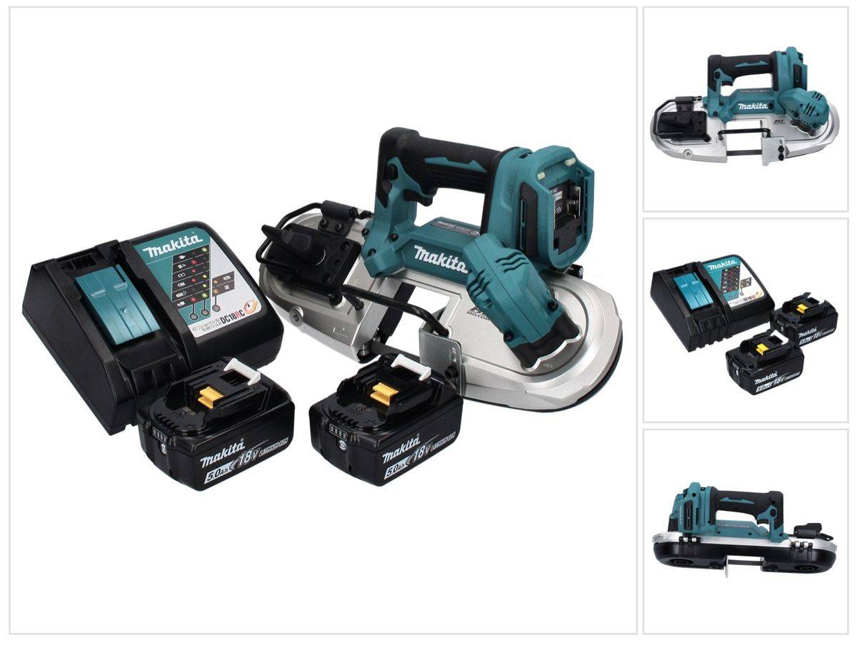 Makita DPB 183 RT Akku Bandsäge 18 V 66 mm Brushless + 2x Akku 5,0 Ah + Ladegerät