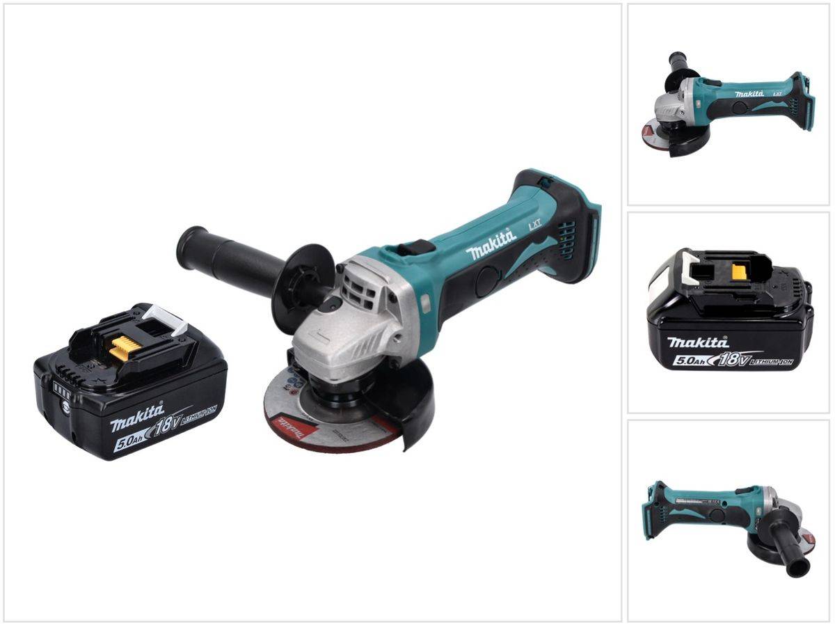 Makita DGA 452 T1 Akku Winkelschleifer 18 V 115 mm + 1x Akku 5,0 Ah - ohne Ladegerät