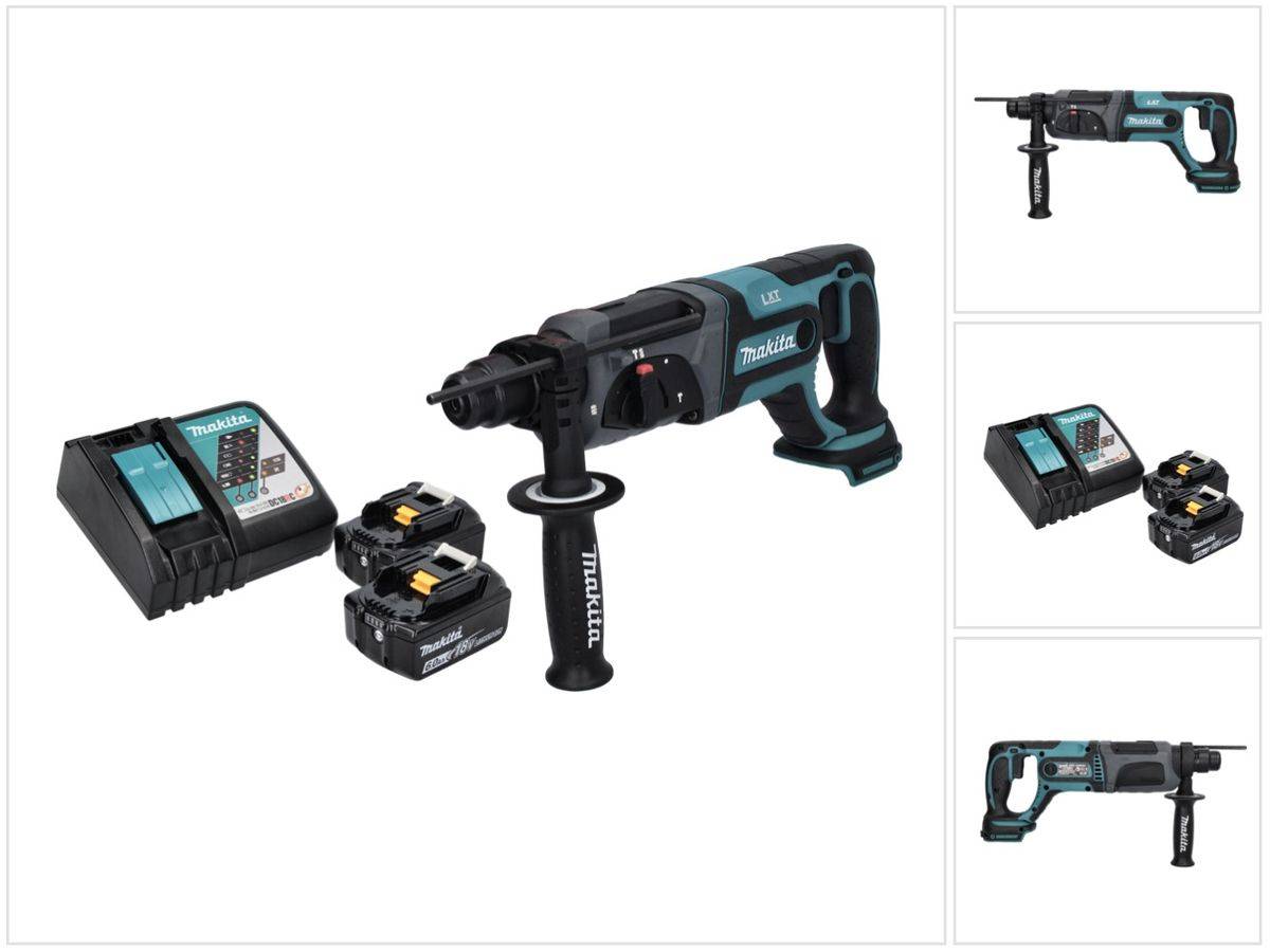 Makita DHR 241 RG Akku Bohrhammer 18 V 2,0 J SDS plus + 2x Akku 6,0 Ah + Ladegerät