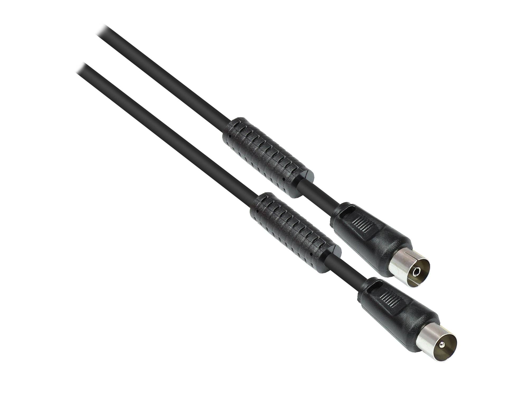 Kabelmeister® SAT Antennenkabel, Koax Stecker an Buchse, 2x Mantelstromfilter (Ferritkern), Doppelschirmung,schwarz,1,5m