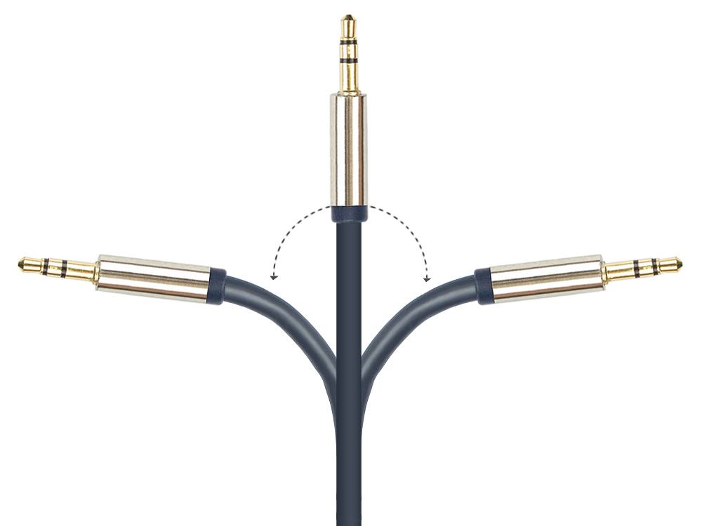 Good Connections® Audio Anschlusskabel High-Quality 3,5mm, 2x Klinkenstecker, Vollmetallgehäuse, dunkelblau, 5m