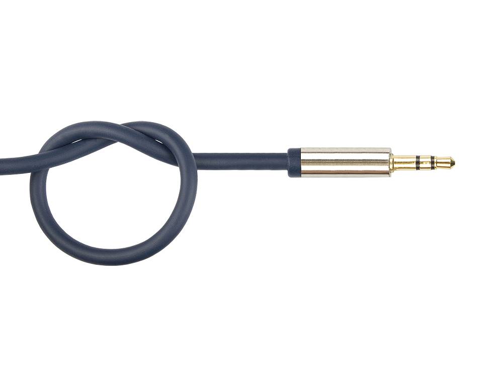 Kabelmeister® Audio Anschlusskabel SmartFLEX,3,5mm Klinkenstecker an 2x RCA/Cinch Stecker, dunkelblau, 1,5m