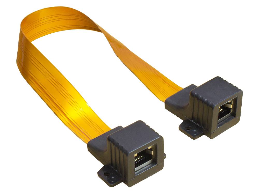 Kabelmeister® Ethernet Fensterdurchführung High-Quality, transparent, Gesamtlänge inkl. Stecker 25cm,flexible Länge 18cm