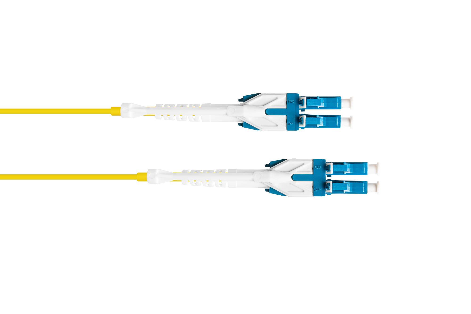 Patchkabel LWL Duplex OS2 (Singlemode, 9/125) LC/LC, UNIBOOT, LSZH, Entriegelungslasche, 15m, Good Connections®