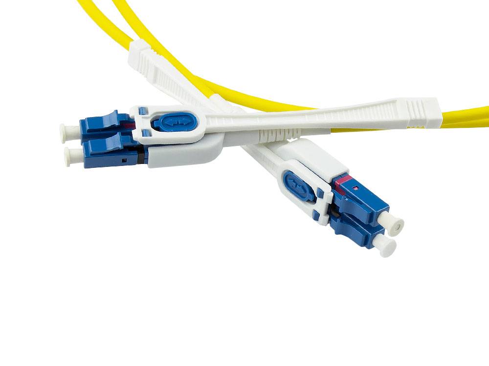 Kabelmeister® Patchkabel LWL Duplex OS2 (Singlemode, 9/125) LC/LC, UNIBOOT, LSZH, Entriegelungslasche, 20m