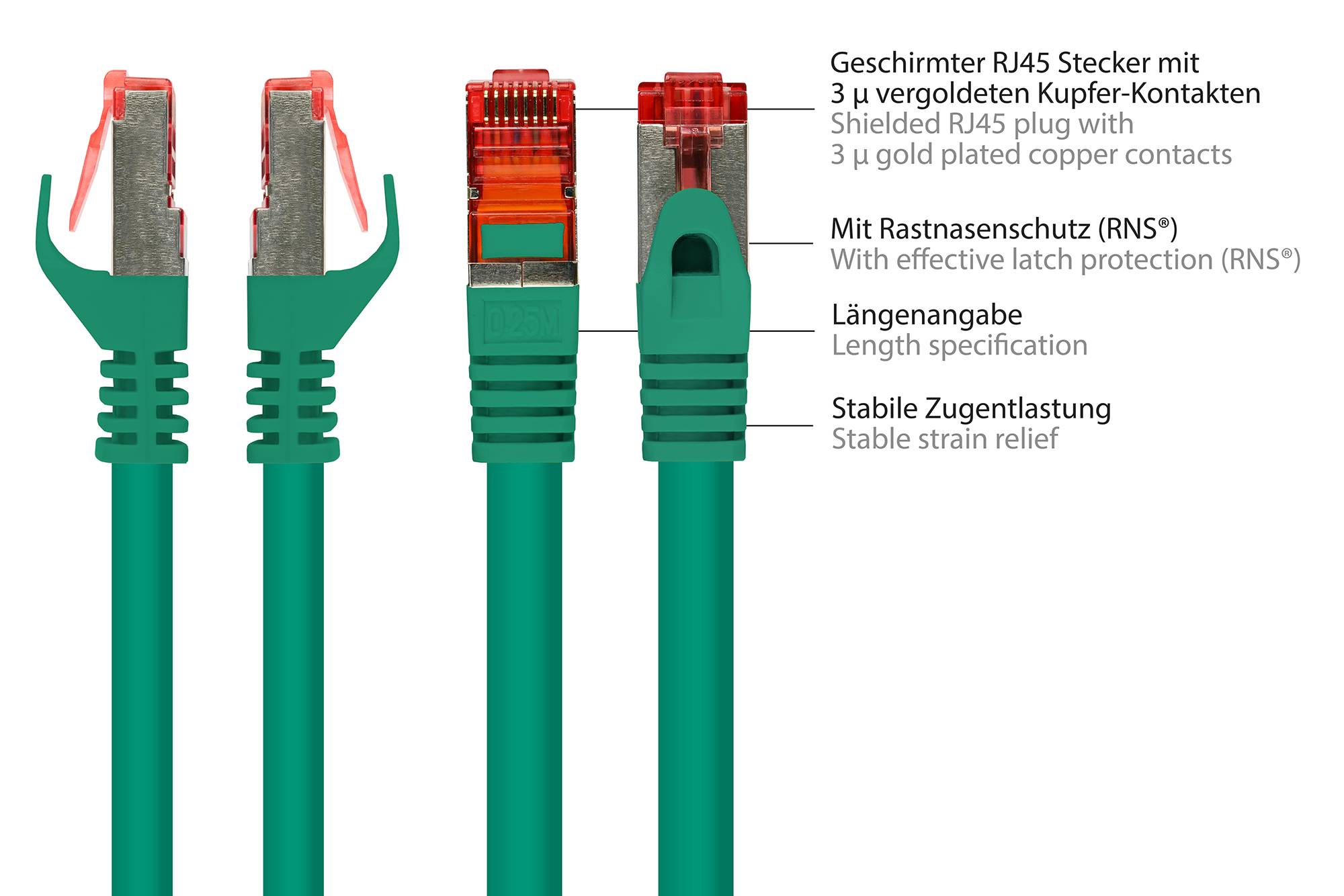 Kabelmeister® Patchkabel, Cat. 6, S/FTP, PiMF, PVC, 250MHz, grün, 40m