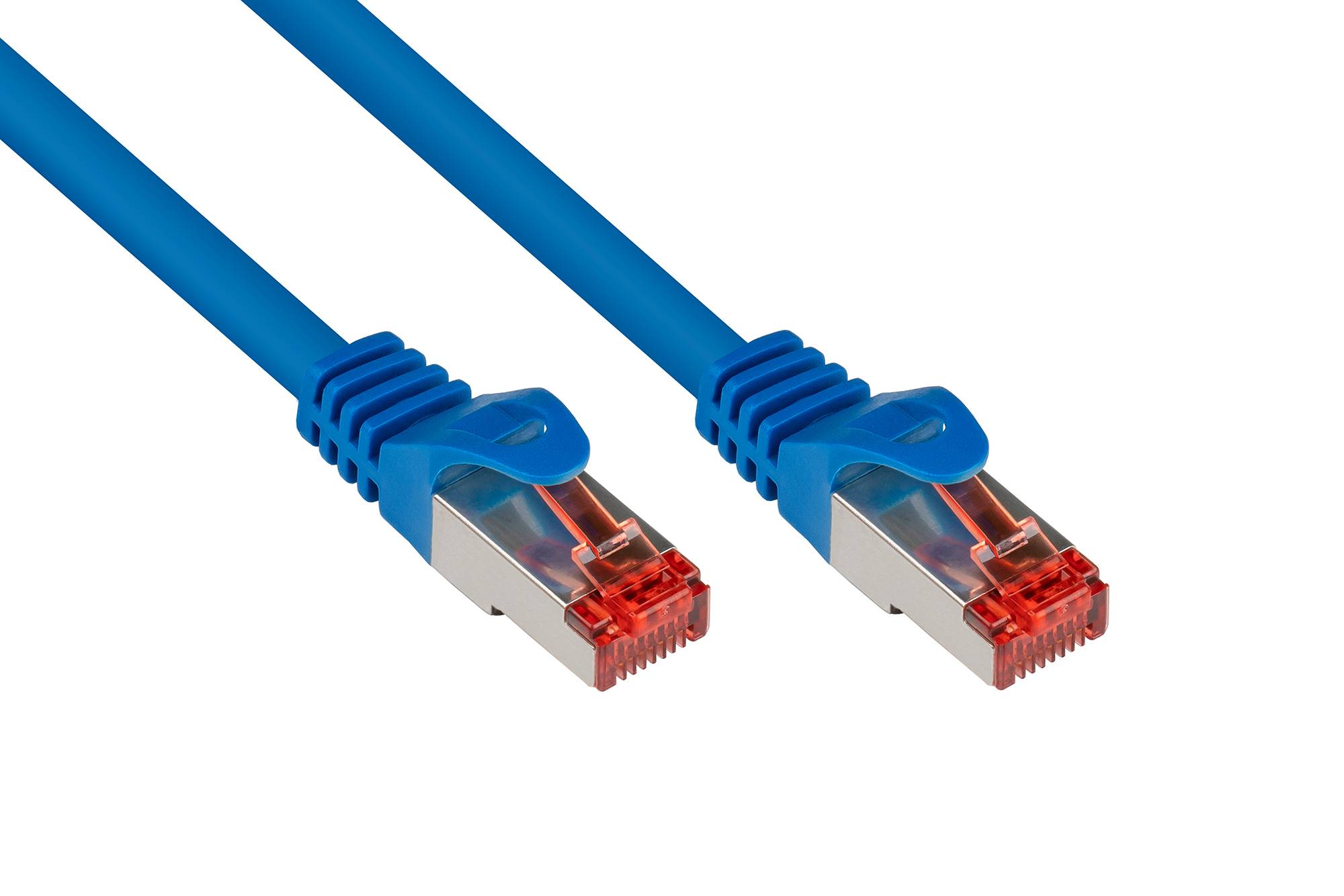 Kabelmeister® Patchkabel, Cat. 6, S/FTP, PiMF, PVC, 250MHz, blau, 0,15m