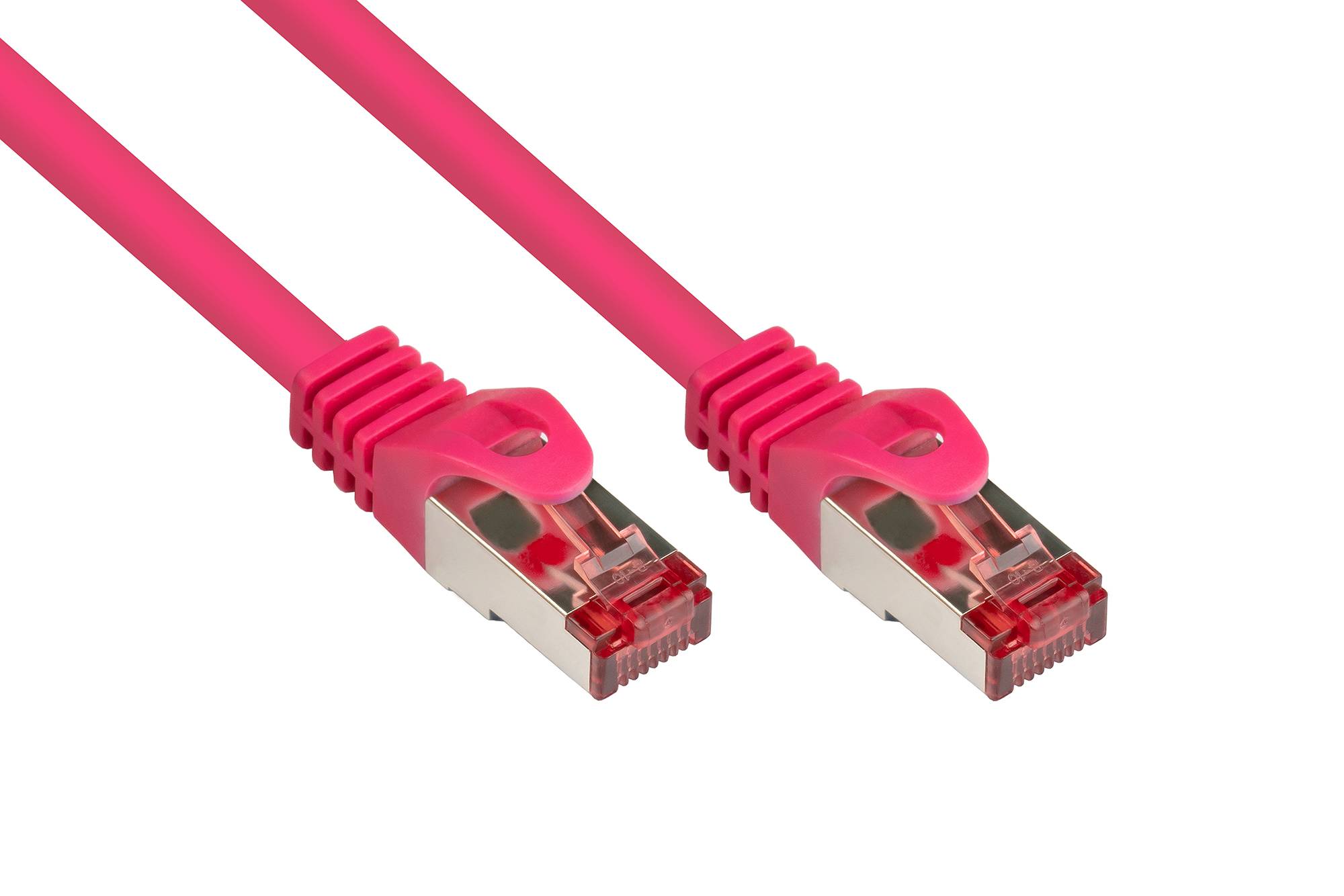 Kabelmeister® RNS® Patchkabel mit Rastnasenschutz, Cat. 6, S/FTP, PiMF, PVC, 250MHz, magenta, 0,25m