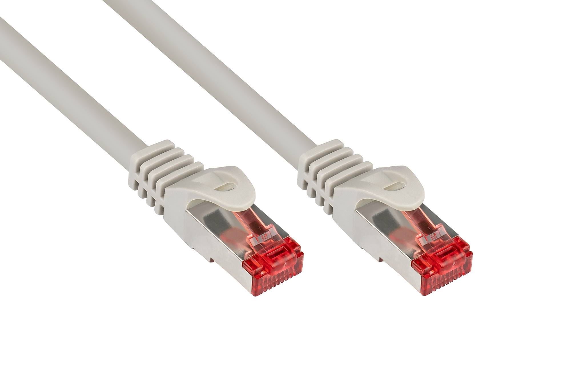 Kabelmeister® RNS® Patchkabel mit Rastnasenschutz, Cat. 6, S/FTP, PiMF, PVC, 250MHz, CU, grau, 2m