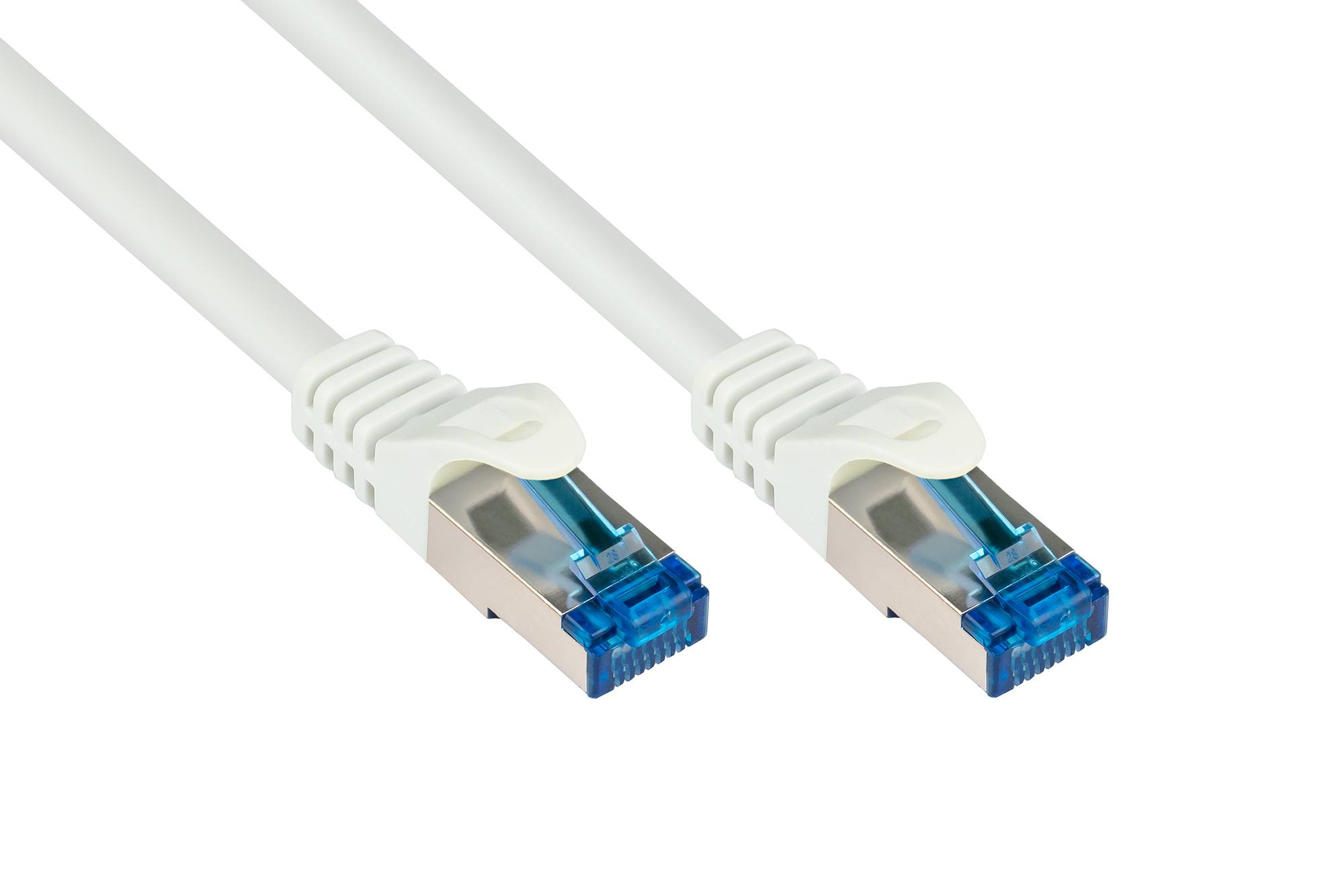 kabelmeister® Patchkabel, Cat. 6A, S/FTP, PiMF, halogenfrei, 500MHz, weiß, 5m