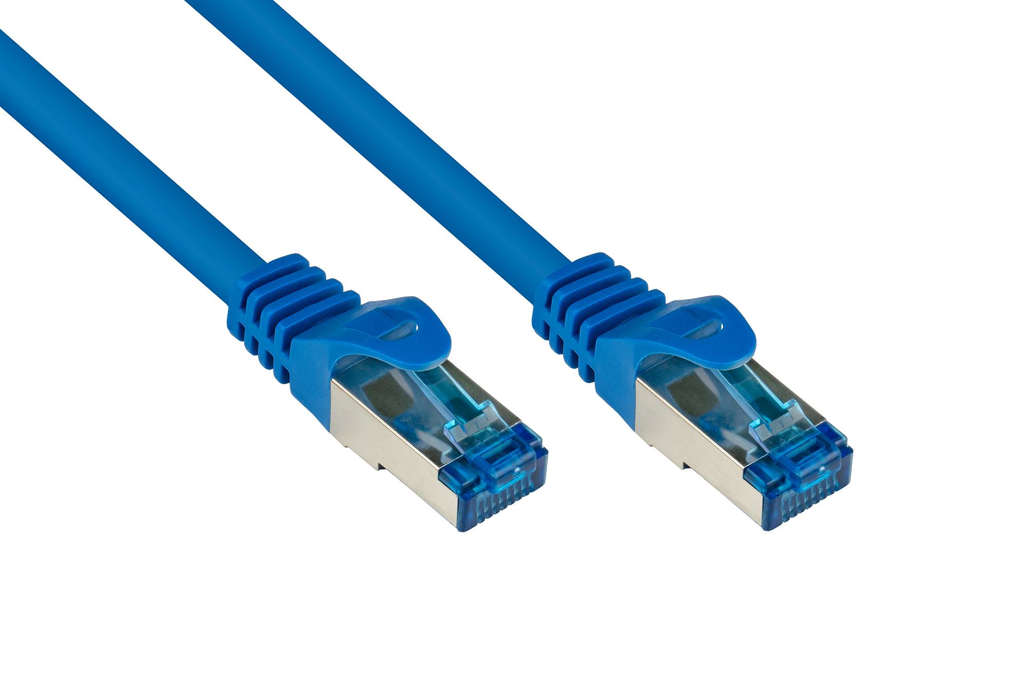 kabelmeister® Patchkabel, Cat. 6A, S/FTP, PiMF, halogenfrei, 500MHz, blau, 5m