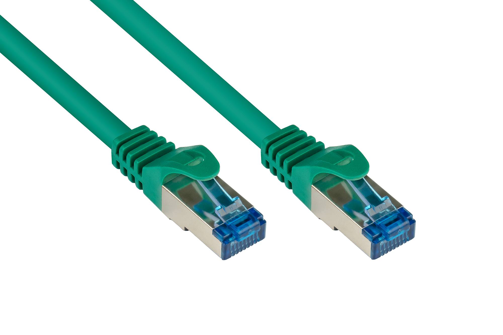 RNS® Patchkabel mit Rastnasenschutz, Cat. 6A, S/FTP, PiMF, halogenfrei, 500MHz, grün, 0,25m, Good Connections®