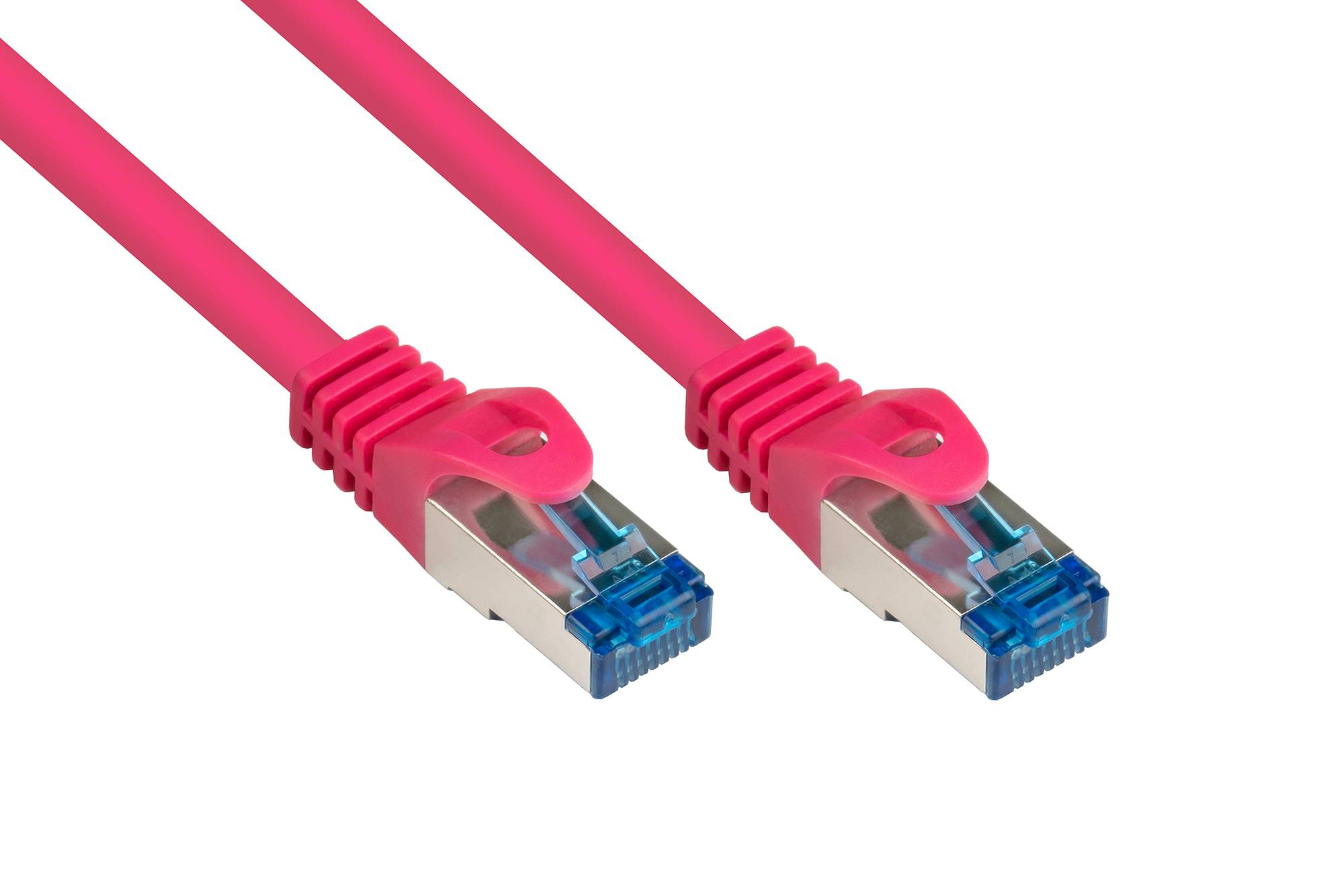 kabelmeister® Patchkabel, Cat. 6A, S/FTP, PIMF, halogenfrei, 500MHz, magenta, 2m