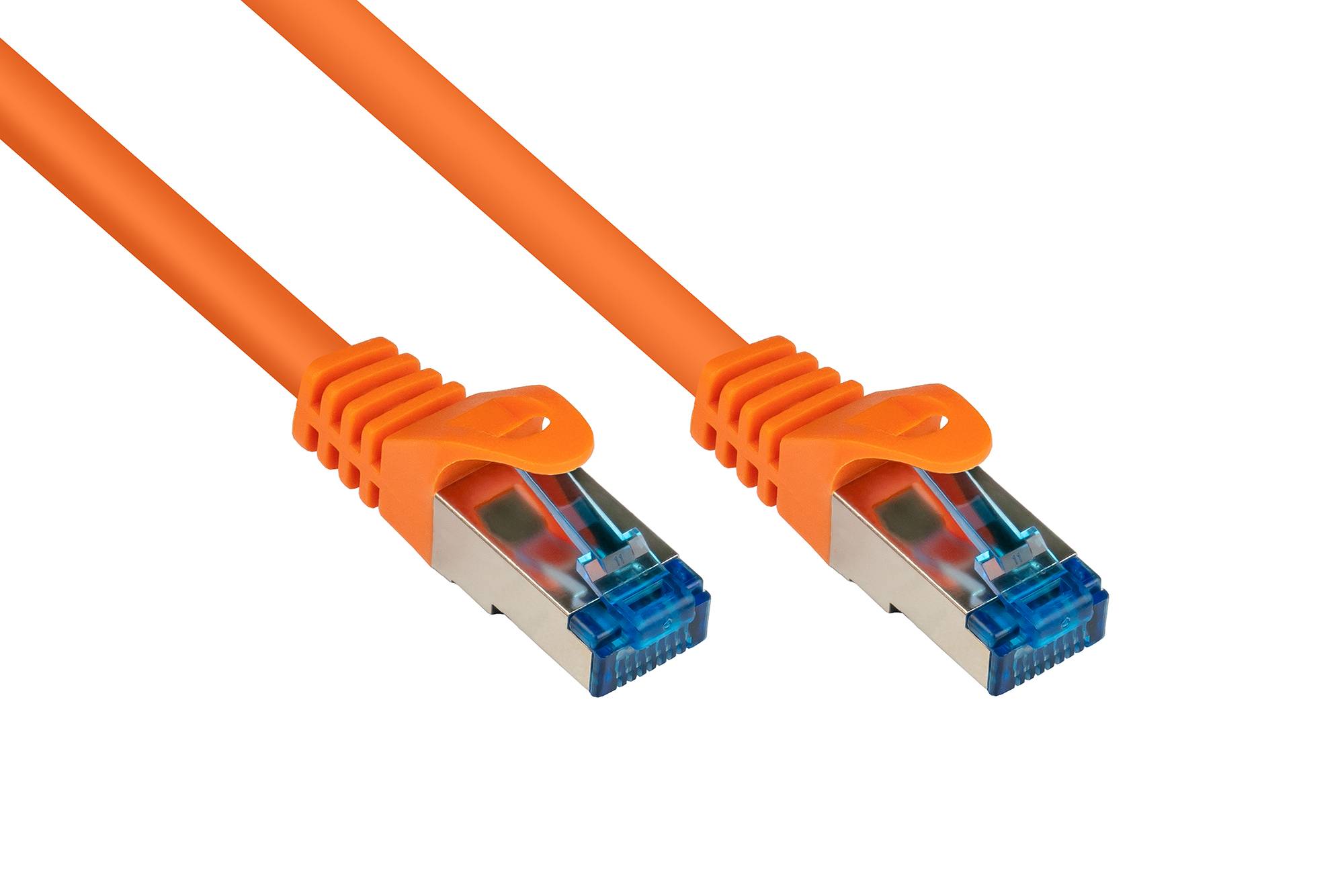 kabelmeister® Patchkabel, Cat. 6A, S/FTP, PIMF, halogenfrei, 500MHz, orange, 0,5m