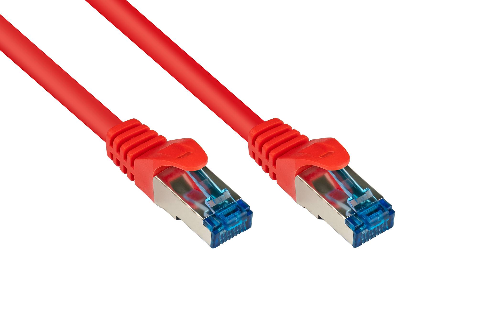 RNS® Patchkabel mit Rastnasenschutz, Cat. 6A, S/FTP, PiMF, halogenfrei, 500MHz, rot, 1m, Good Connections®