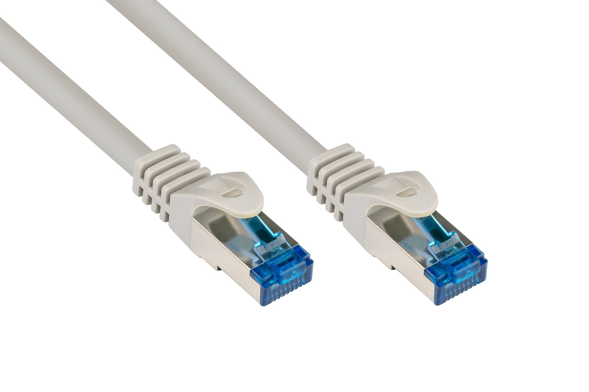 kabelmeister® Patchkabel, Cat. 6A, S/FTP, PIMF, halogenfrei, 500MHz, grau, 1,5m