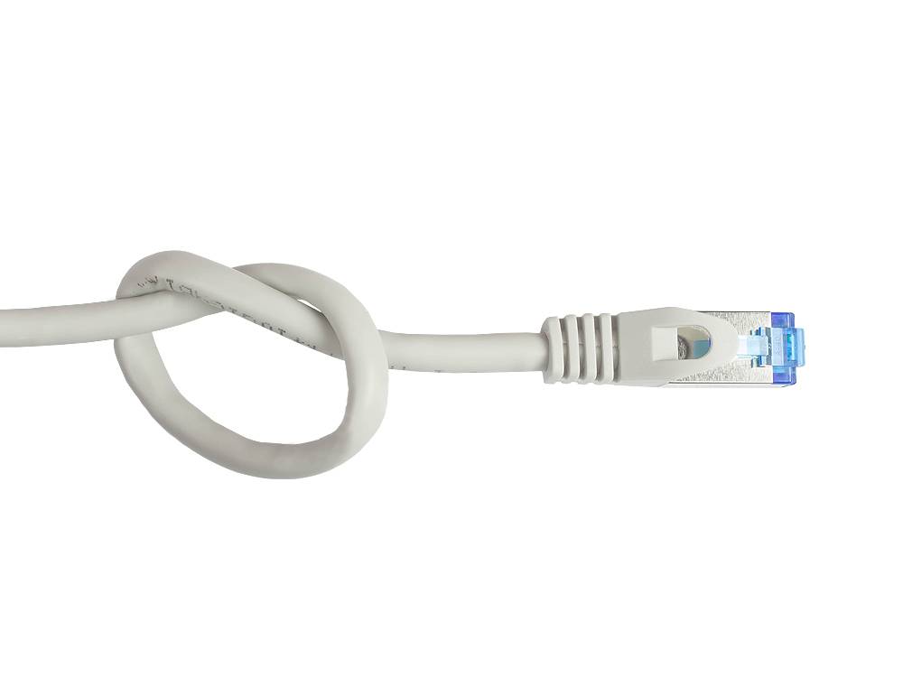 Kabelmeister® Patchkabel SmartFLEX, Cat.6A, S/FTP, halogenfreier TPE-Kabelmantel,UV-beständig, 500MHz, CU, grau, 0,15m