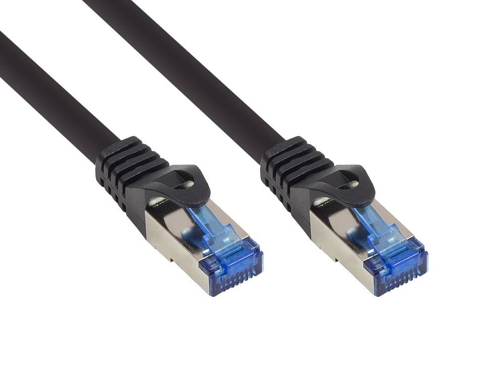 Kabelmeister® Patchkabel SmartFLEX, Cat.6A, S/FTP, halogenfreier TPE-Kabelmantel, UV-beständig, 500MHz, CU,schwarz,0,25m