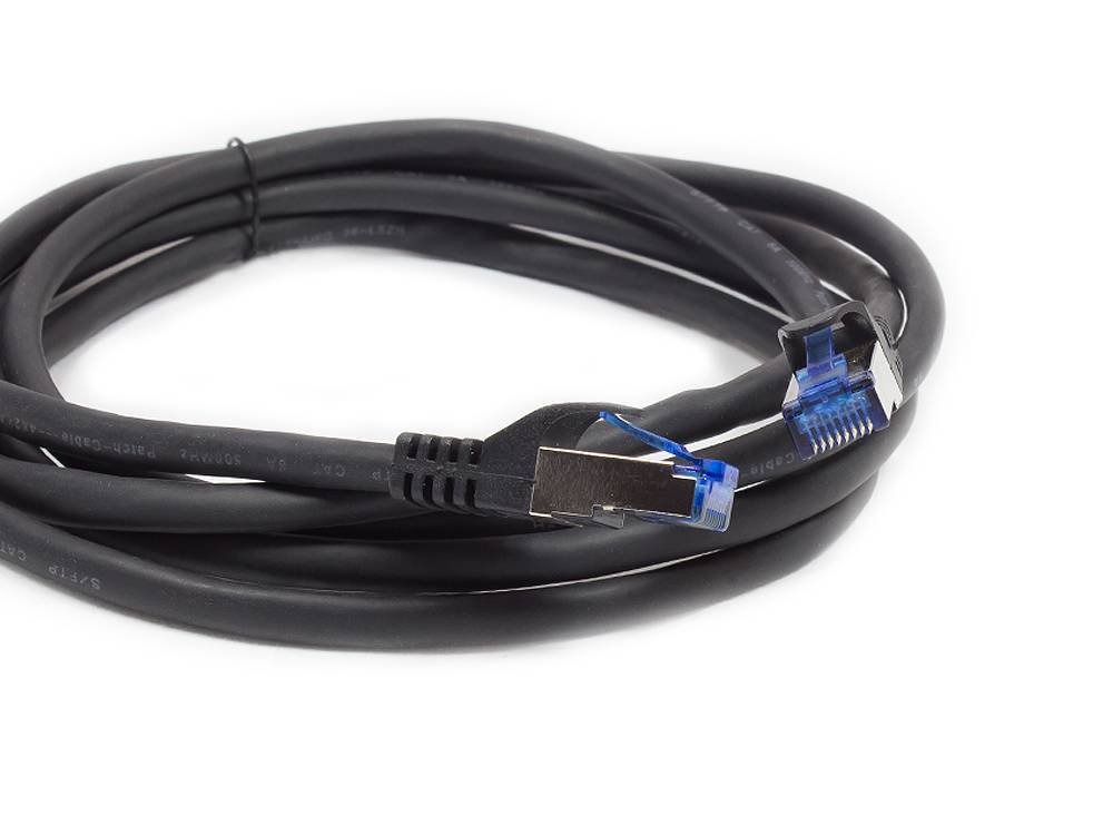 Kabelmeister® Patchkabel SmartFLEX, Cat.6A, S/FTP, halogenfreier TPE-Kabelmantel, UV-beständig, 500MHz,CU,schwarz, 1,5m