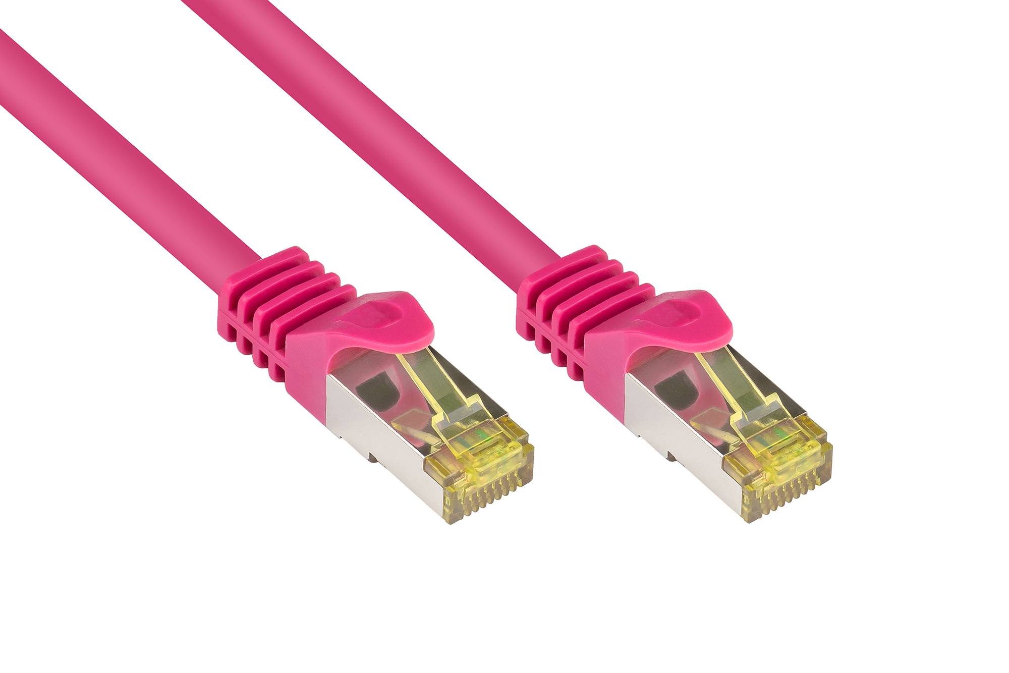 Kabelmeister® RJ45 Patchkabel mit Cat. 7 Rohkabel und Rastnasenschutz (RNS®), S/FTP, PiMF, halogenfrei, 1m