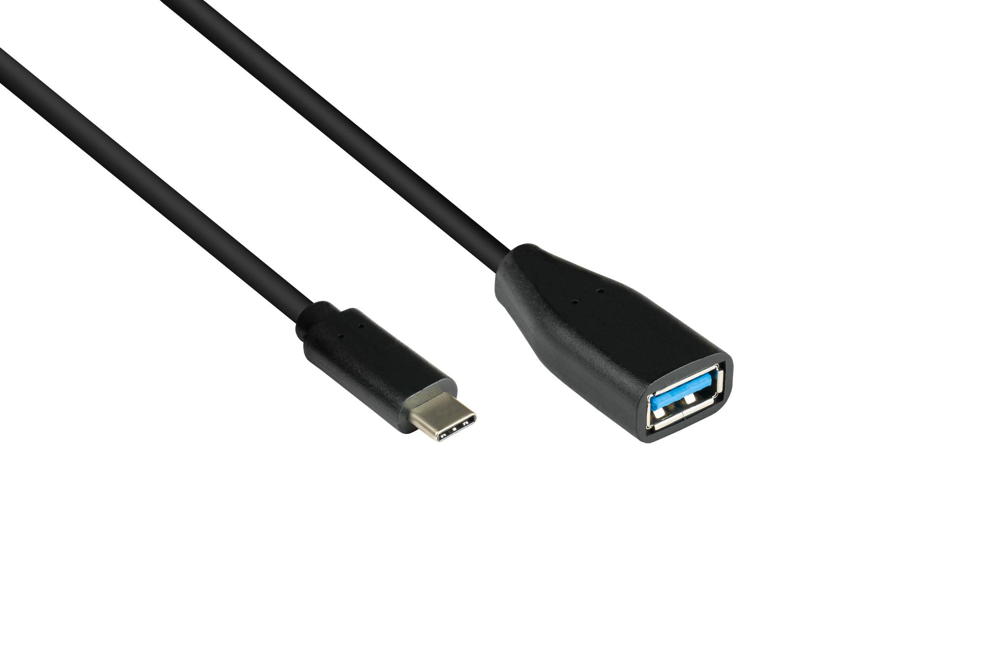 Adapterkabel USB 3.2 Gen.1 / USB 3.0 OTG (On-the-go), USB-C™ Stecker an USB A Buchse, schwarz, 0,1m, Good Connections®