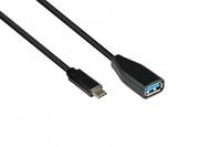 Micro-USB-auf-USB-A-Kabel mit schwarzen Steckern auf weißem Hintergrund