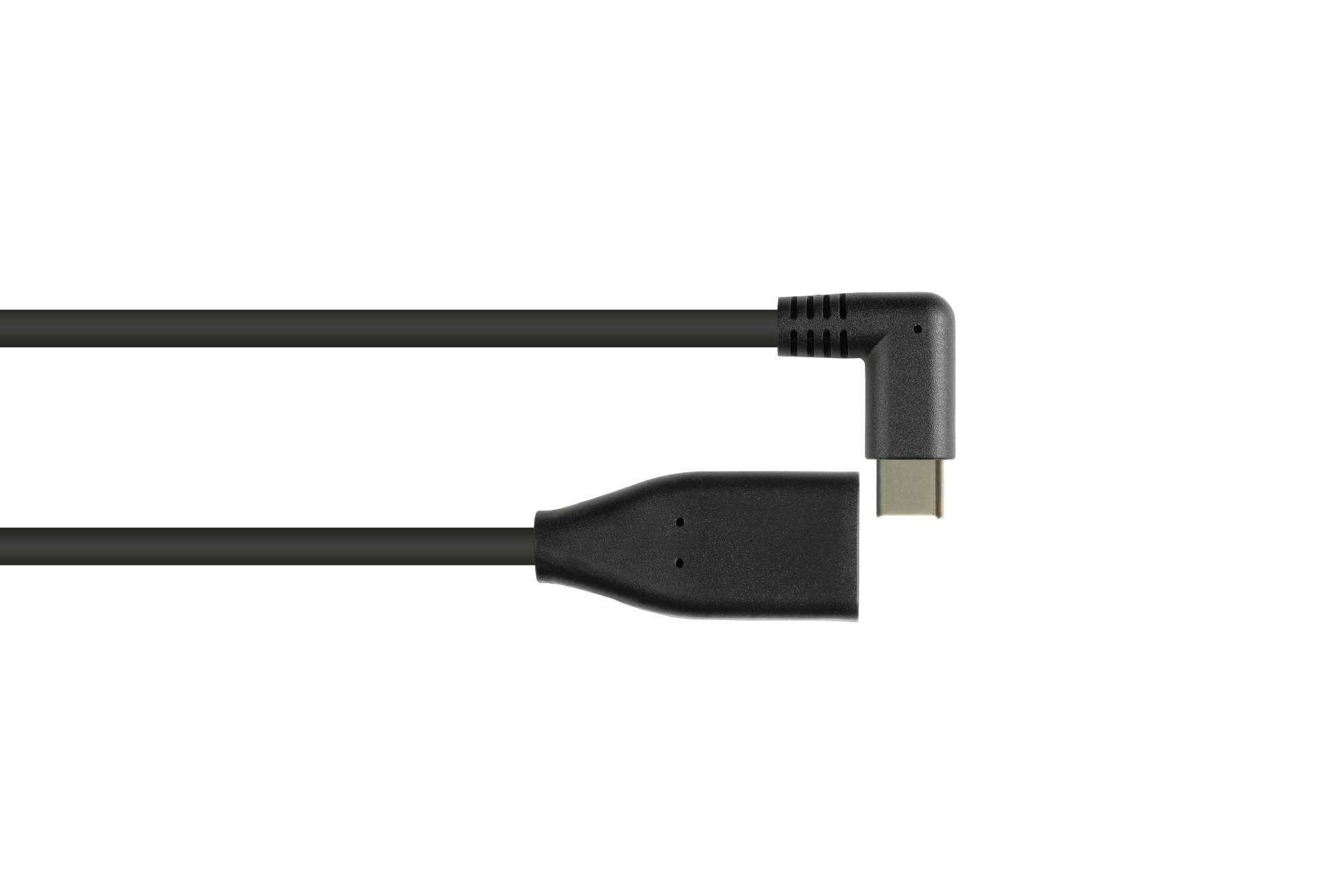 Adapterkabel USB 3.2 Gen.1 / USB 3.0 OTG, USB-C™ Stecker gewinkelt an USB A Buchse, schwarz, 0,1m, Good Connections®