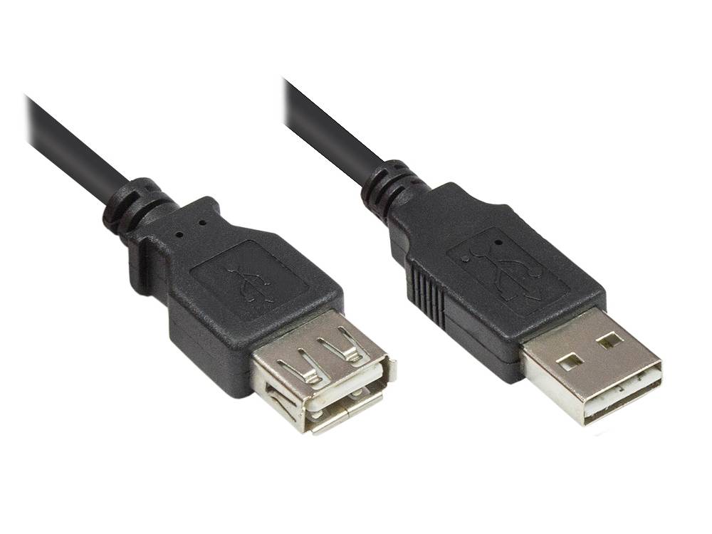 Good Connections® Verlängerungskabel USB 2.0 EASY Stecker A an Buchse A, schwarz, 1m