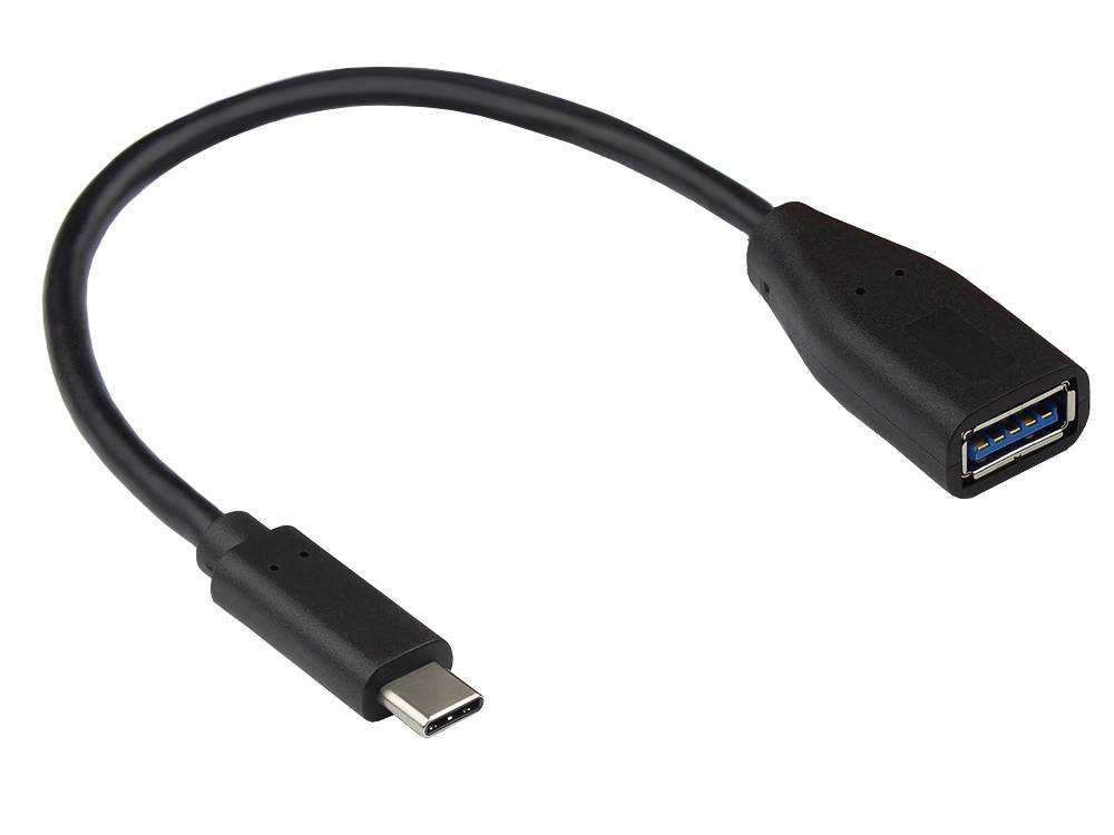 Kabelmeister® Adapterkabel USB 3.2 Gen.1 / USB 3.0 OTG (On-the-go), USB-C™ Stecker an USB A Buchse, schwarz, 0,1m