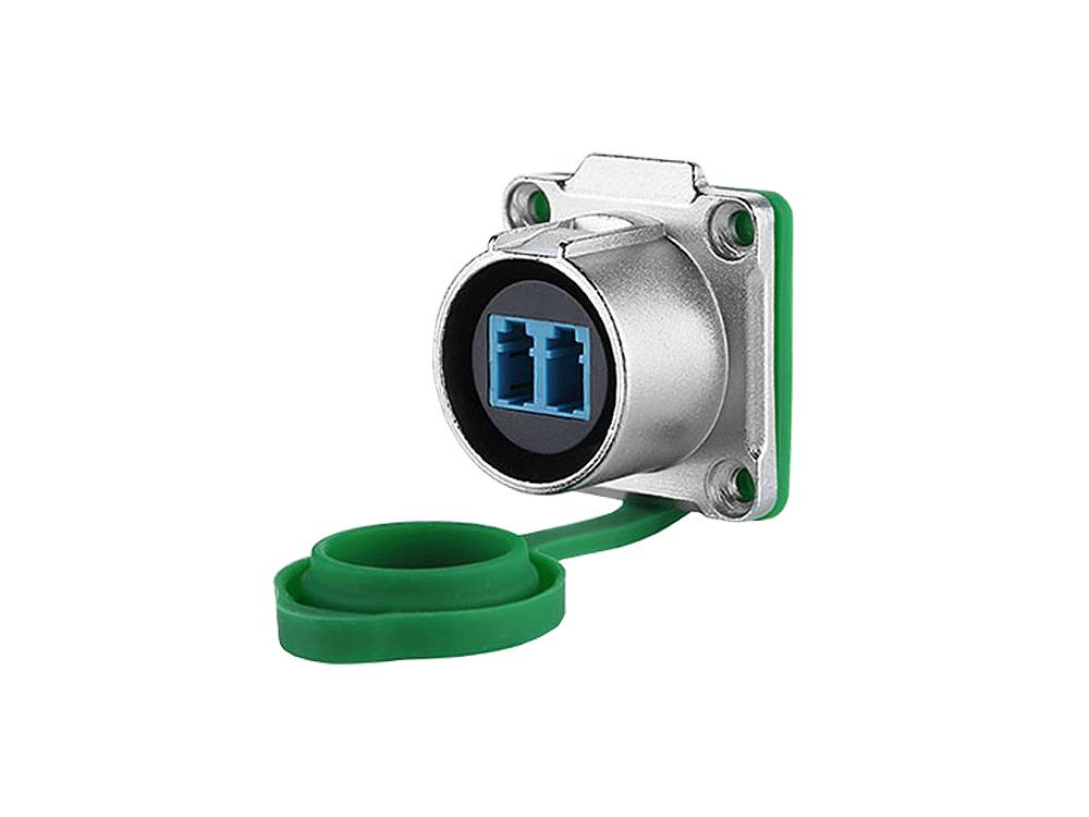 Good Connections® Industrie-Steckverbinder S1 - LWL Durchführungskupplung mit Flansch, Buchse LC beidseitig, Metall
