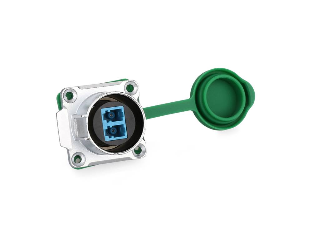 Good Connections® Industrie-Steckverbinder S1 - LWL Durchführungskupplung mit Flansch, Buchse LC beidseitig, Metall